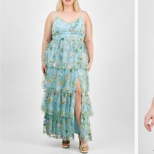 City Studios Light Blue Floral Tiered Maxi Dress